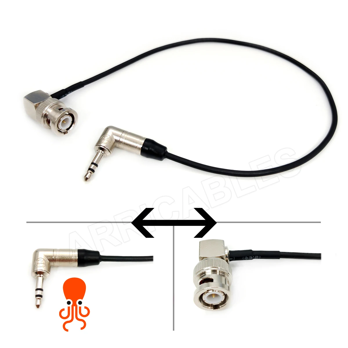 Tentacle Sync Timecode TRS Jack to BNC Right Angle Time Code Cable for Canon C300 C500, Sony F55, ARRI Amira,Zoom F8, Roland R88