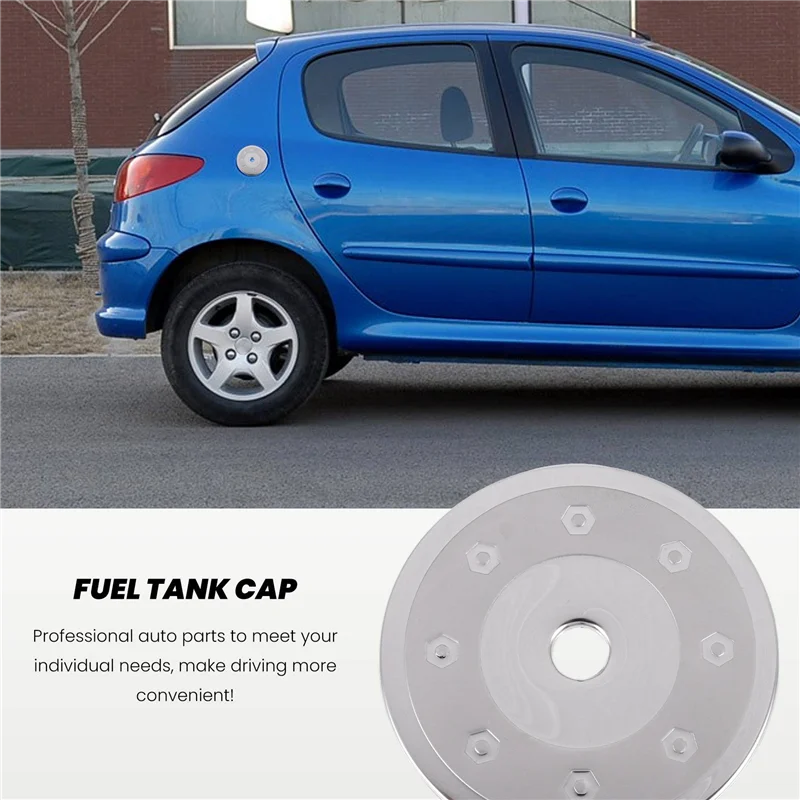 AEB1-الفولاذ المقاوم للصدأ غطاء خزان الوقود غطاء صندوق الغاز اكسسوارات السيارات التصميم ل 206 207 سيتروين C2 #4