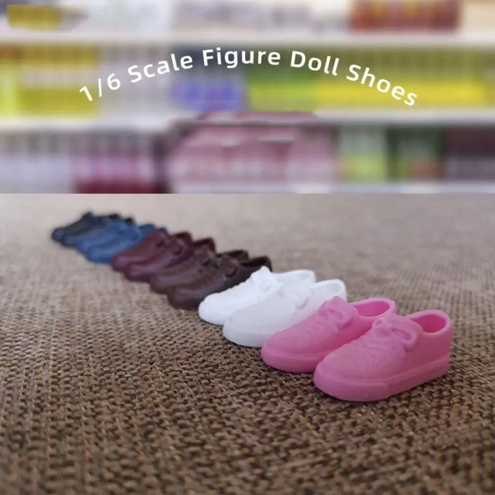 รอบ Toe 30 ซม.ตุ๊กตารองเท้าผ้าใบรองเท้าผ้าใบสีทึบ 1/6 ตุ๊กตารองเท้าการ์ตูนน่ารักตุ๊กตา PVC Casual รองเท้า 2 ซม.ตุ๊กตาอุปกรณ์เสริม