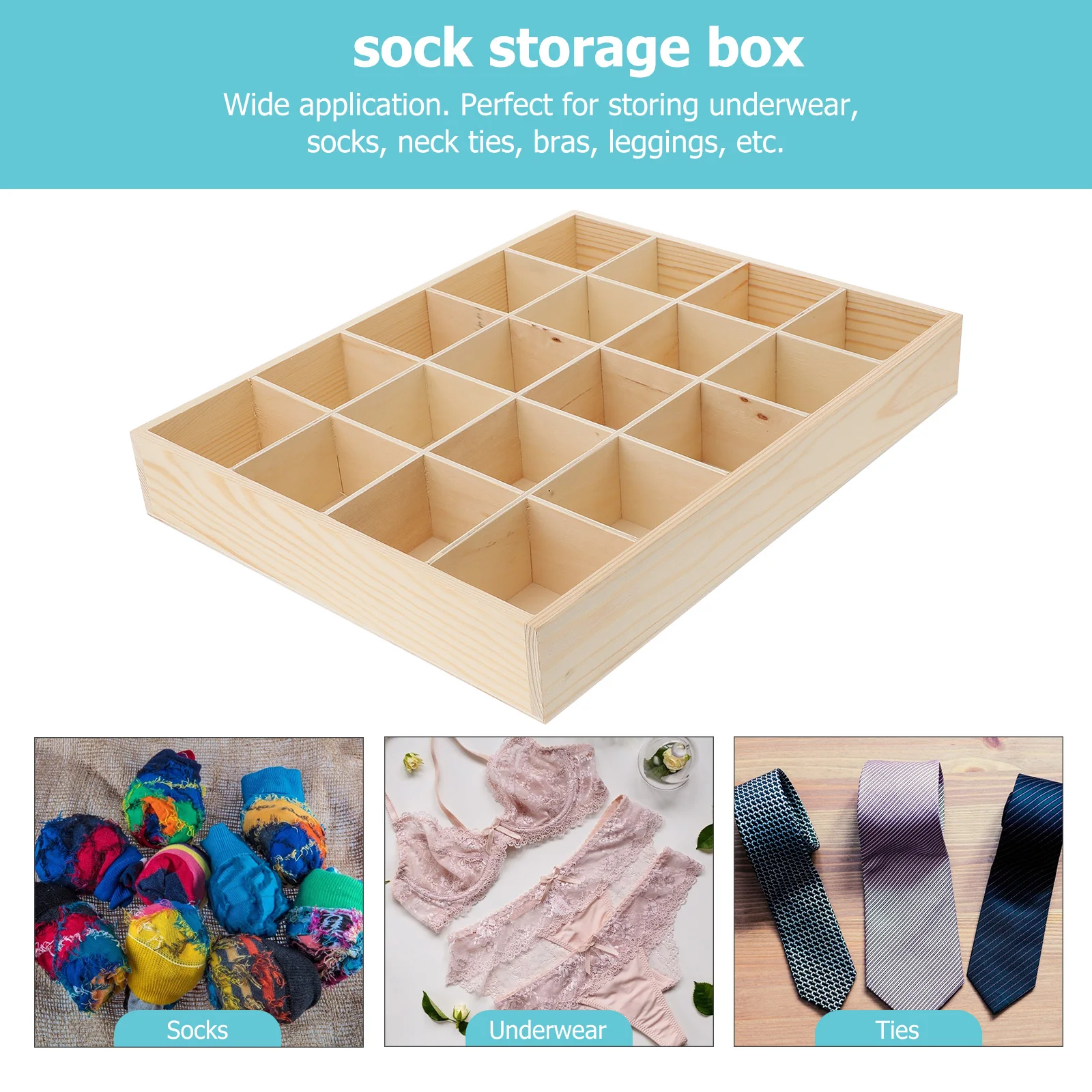 Organizer Drawer Box Storage Sock Wooden Socks Closet Tie Case Desktop Dividers Clothes Divider Cabinet Container Compartment