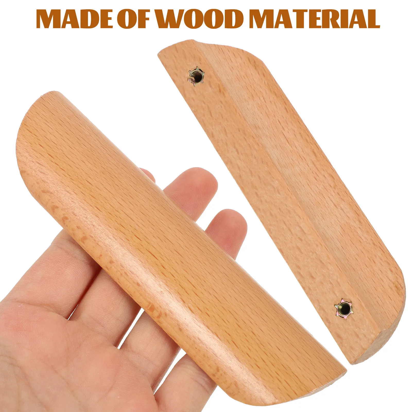 

6Pcs Wooden Cabinet Pull Handles Semicircle Drawer Pulls for Dresser Wardrobe Cupboard Rustic Vintage Style Smooth Edges