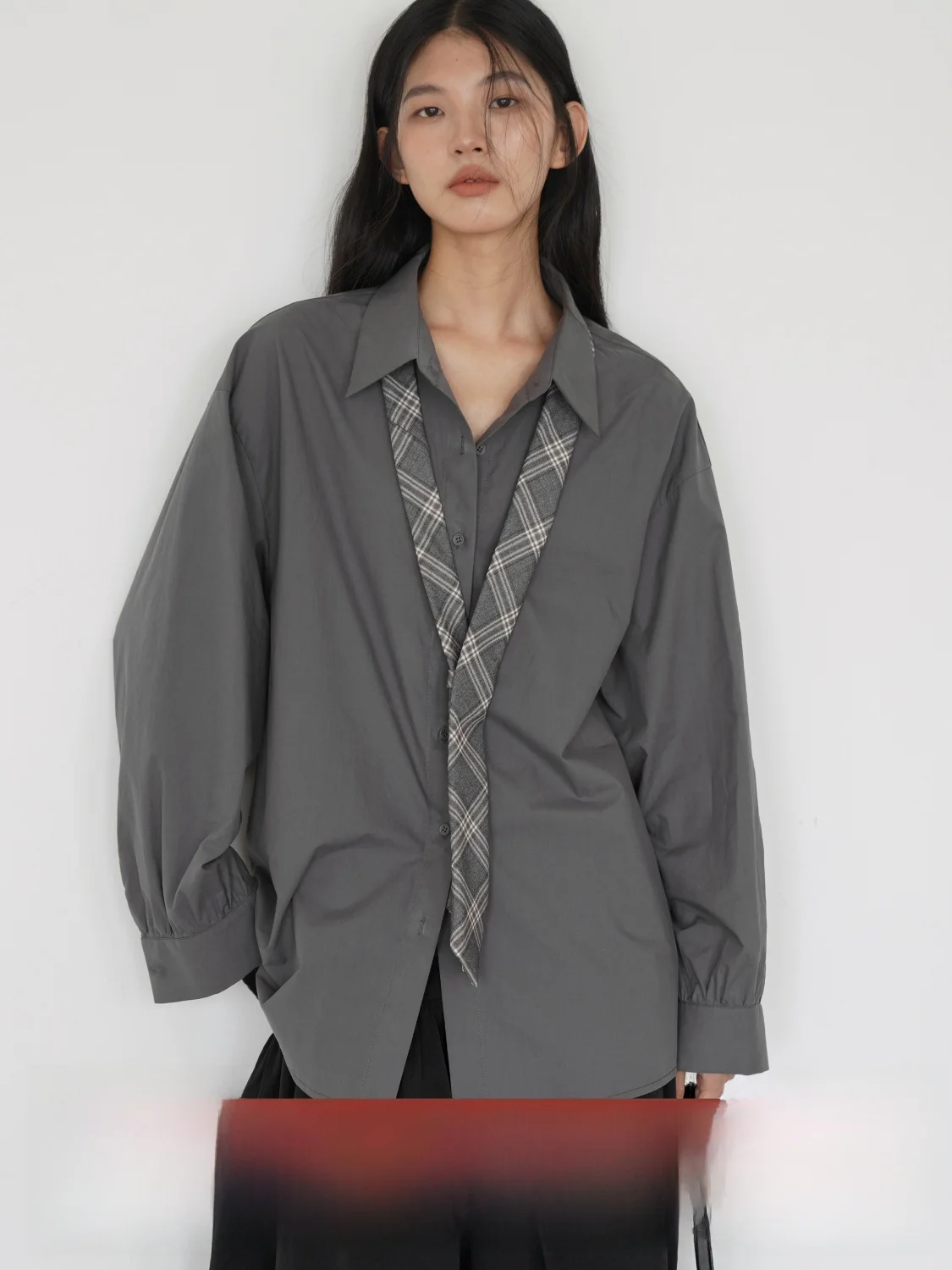 

EIGHTHMONTH ey Long Sve Women's irt Autumn New Design Sensation Small ence Dra Top with Tie Commute Sle Loos...