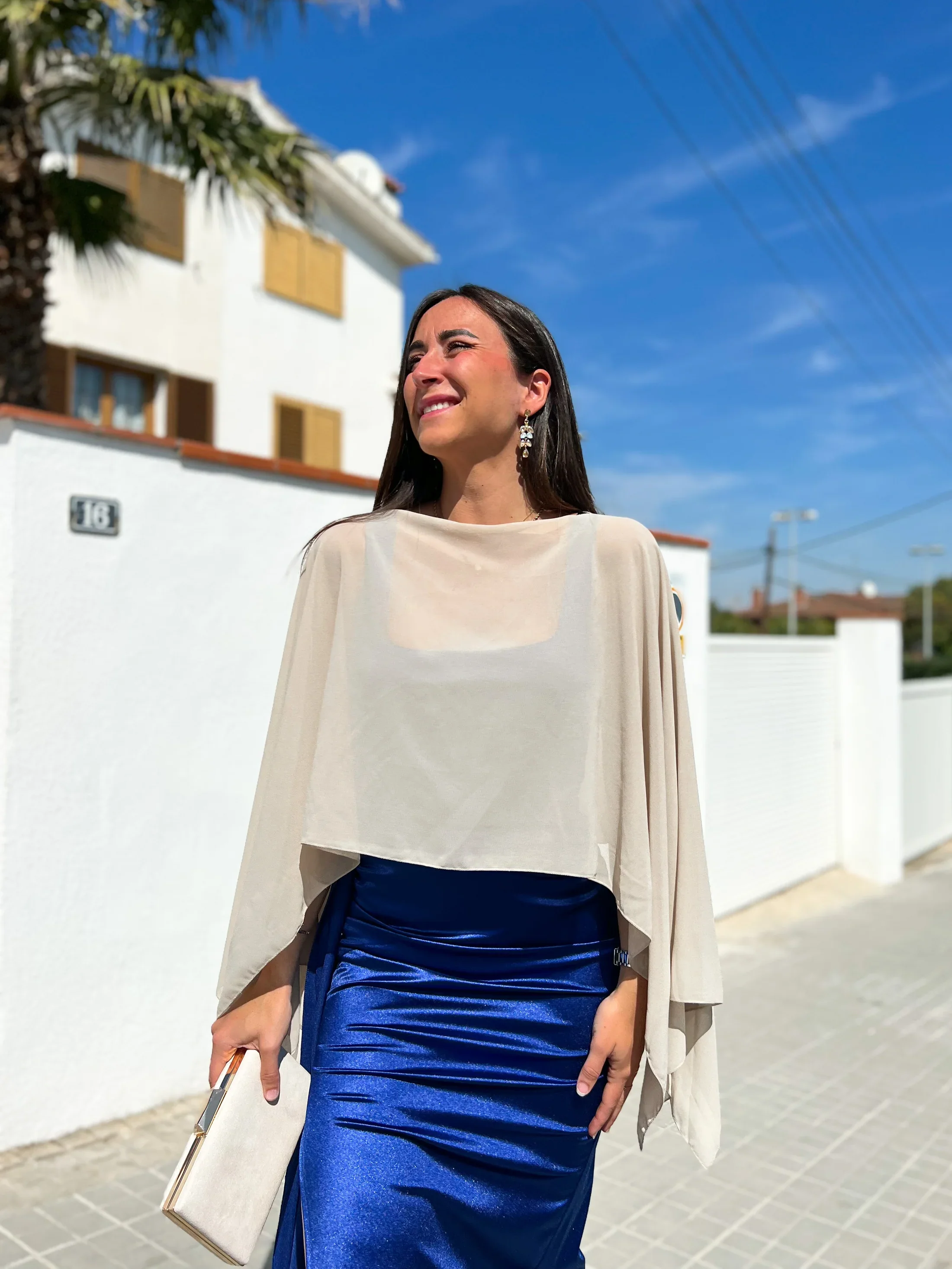Women Chiffon Solid Color Sheer Cover-ups Bridal Cape Summer Holiday O Neck  Blouse Female Elegant Jacekt  Party Tops image 3