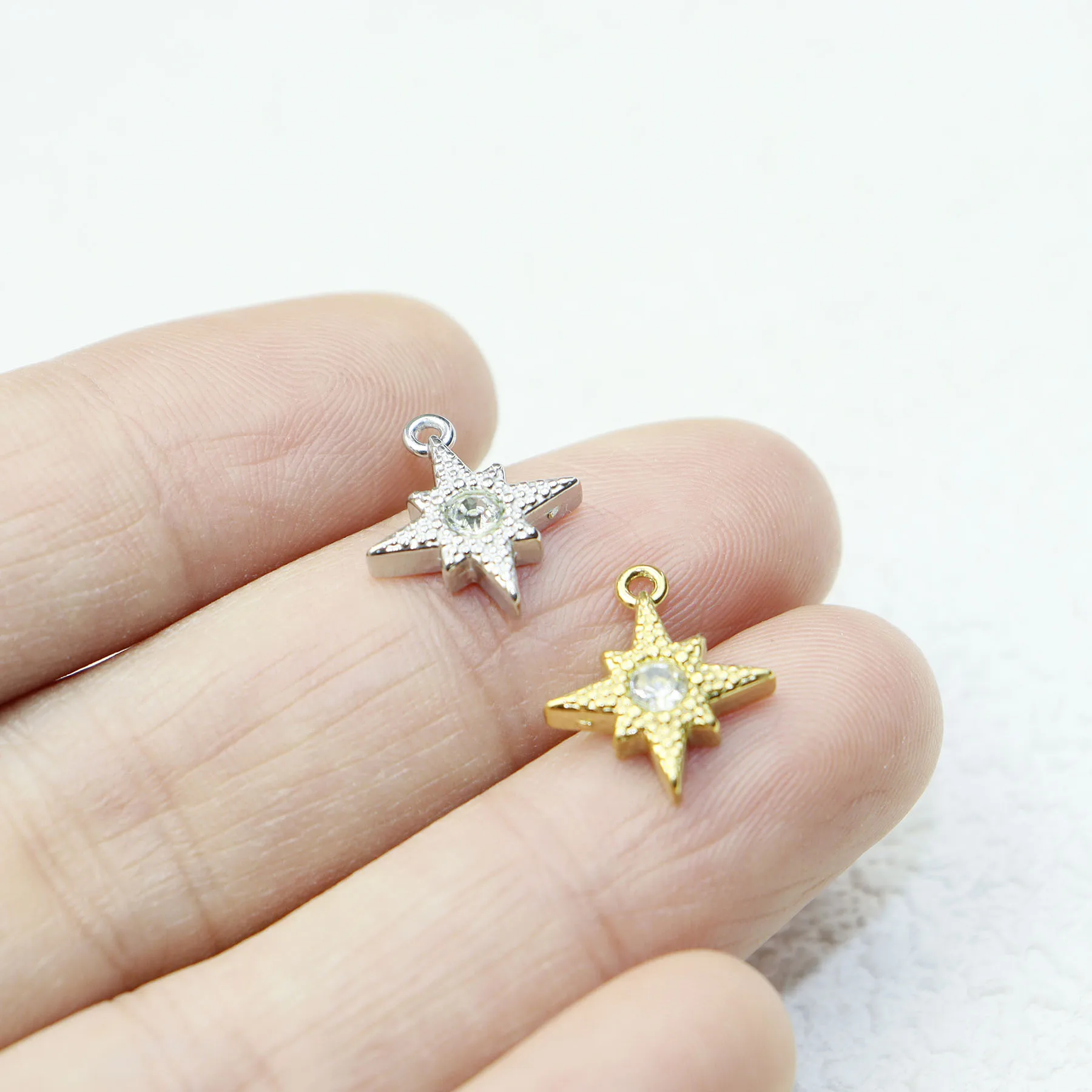 5pcs Stainless Steel PVD Plate Star Stone  Jewelry  Charms Pendant DIY Handcraft Waterproof Antiallergic