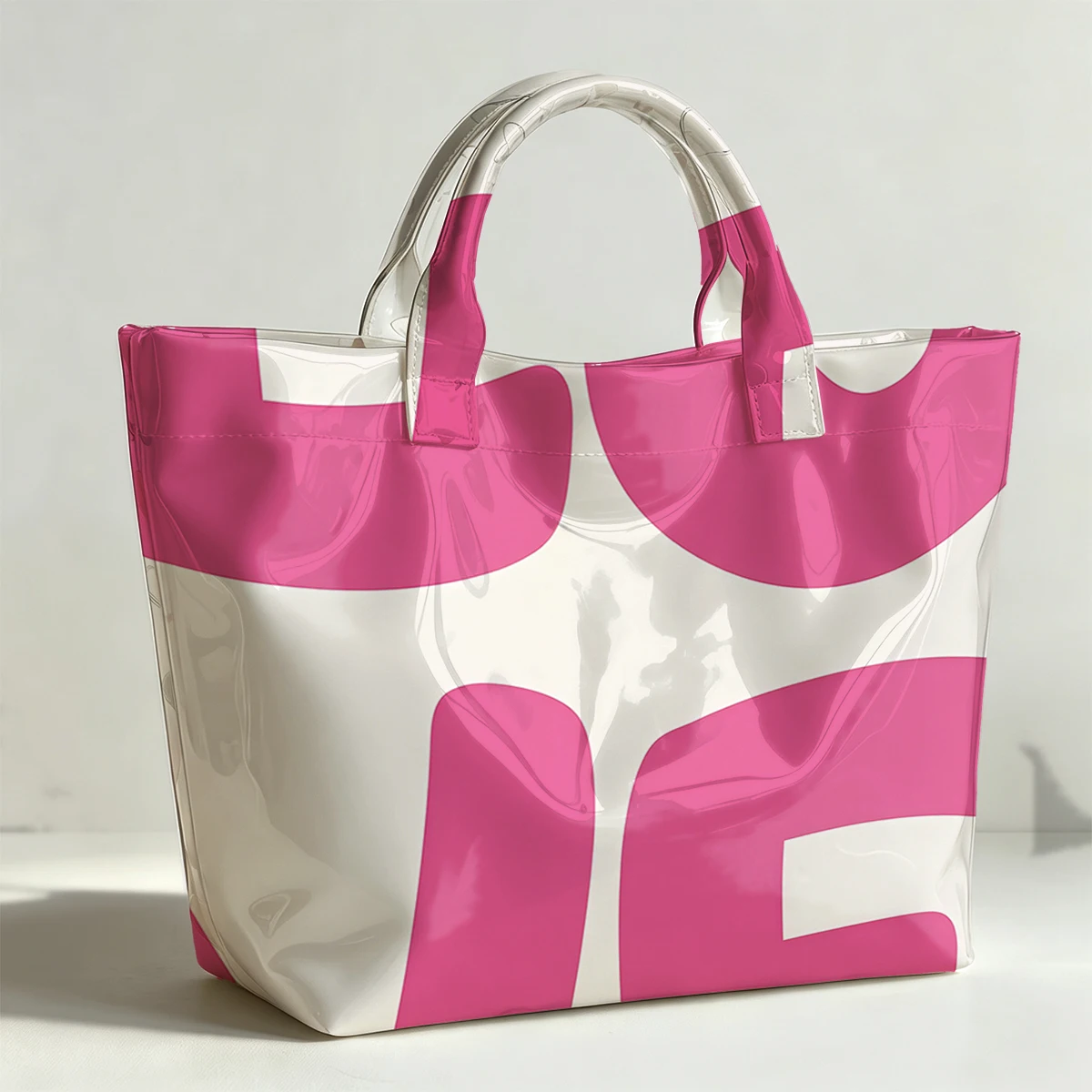 Cream Love PVC Tote Bag Waterproof Transparent Jelly Bag Beach Bag Tote Pouch Bow Handbags Storage Bag