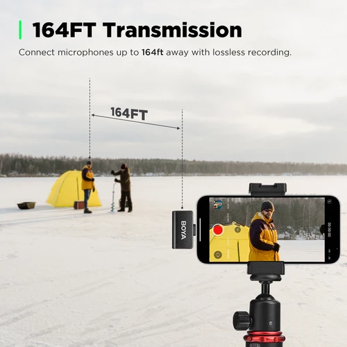 Imagen 2 del producto BOYA Omic inalámbrico Lavalier solapa Mini micrófono condensador para iPhone iPad Android Smartphone vídeo transmisión en vivo Vlog