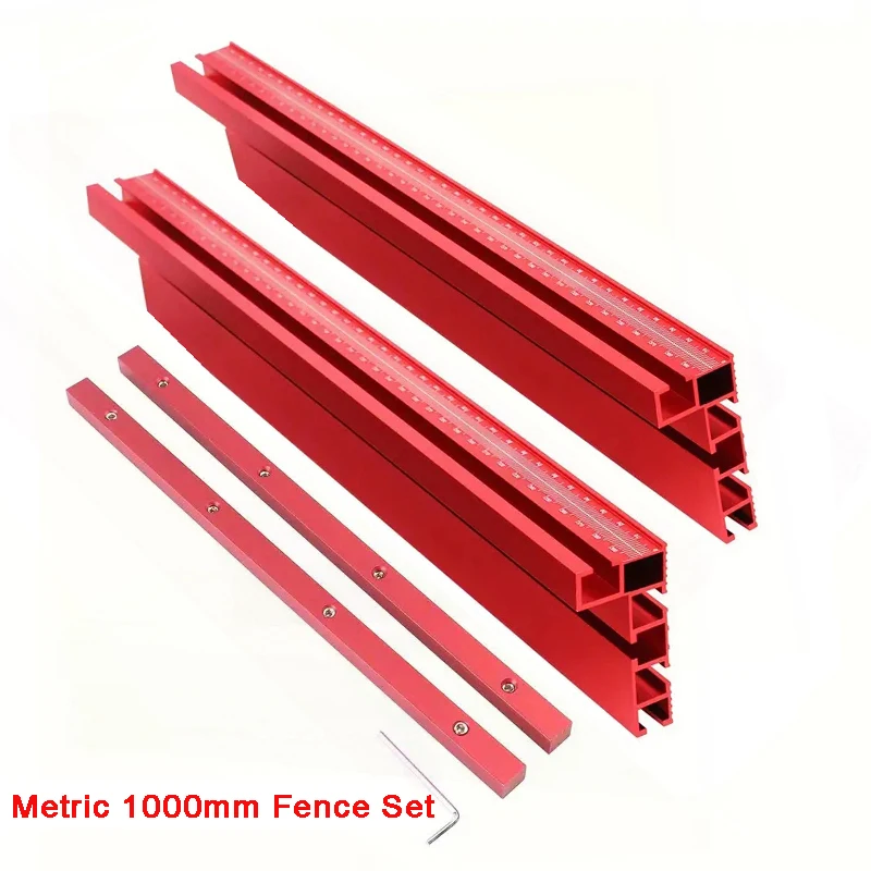 1000mm Aluminum Alloy Slicing Fence Kit with Multi T-Track Connecting Strip Precision Woodworking Profile Fence for Router Table