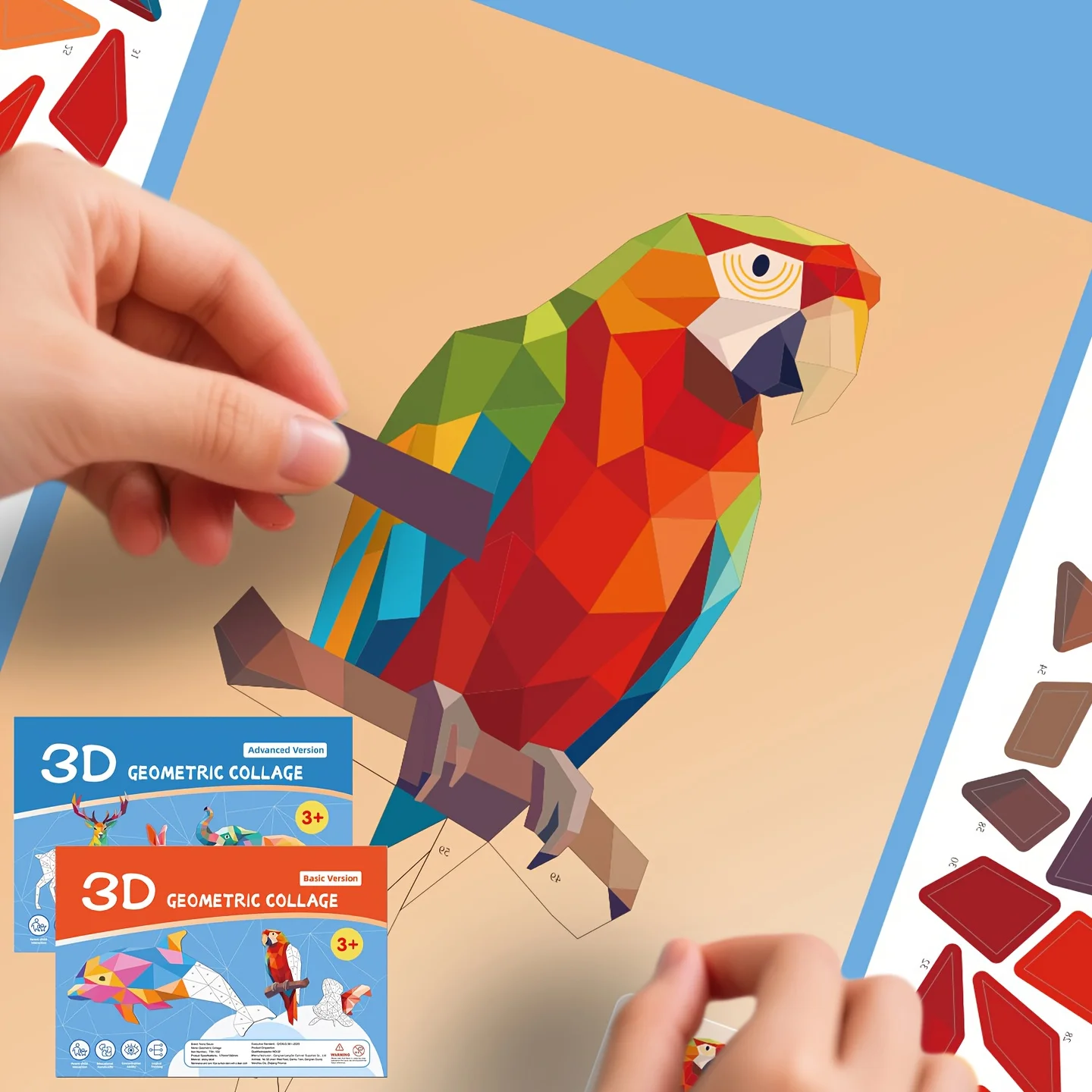 Handmade Stickers Animal Cognitive 6 Geometric Collages Children's Puzzle Enhance Focus Training Enlightenment Toy Stickers image 2