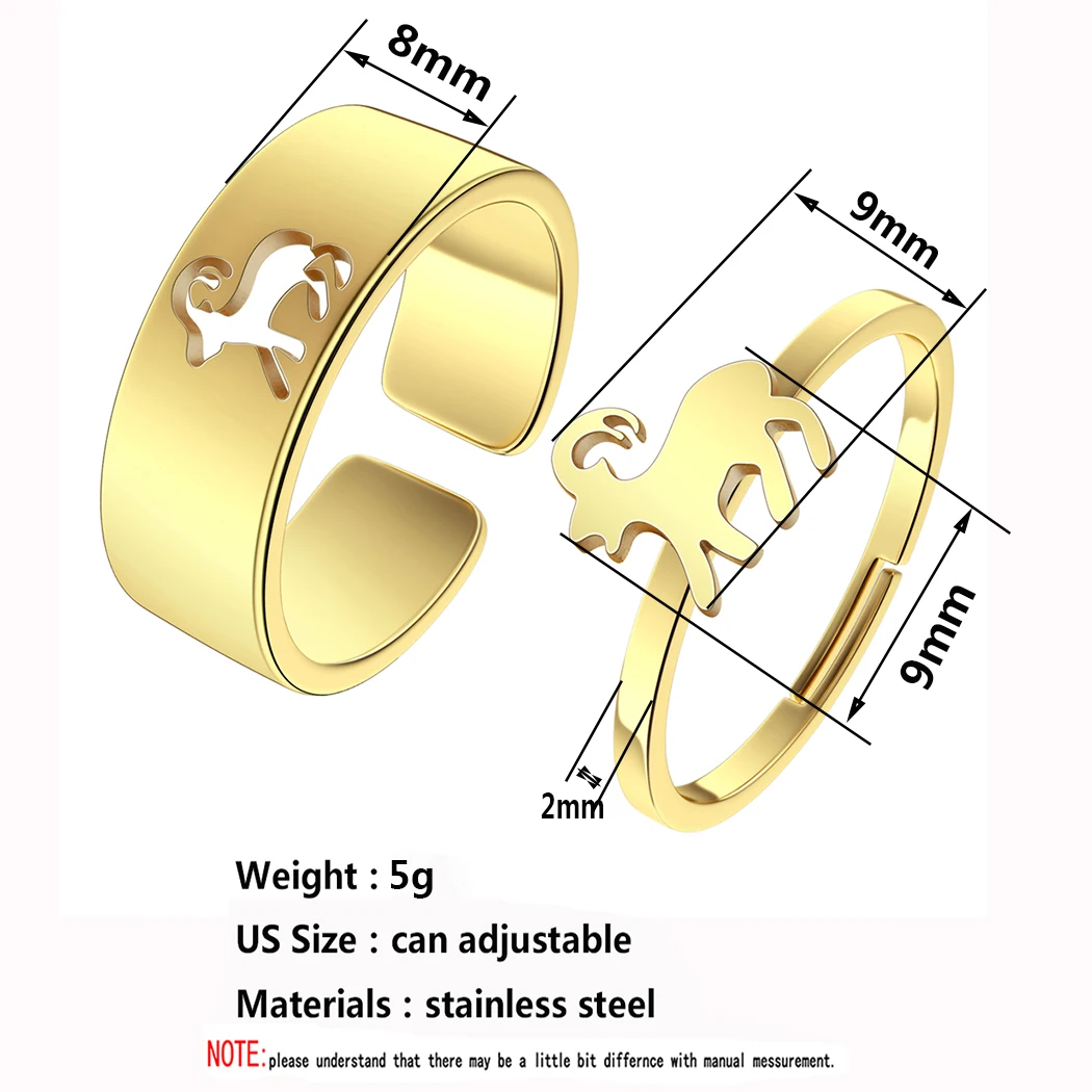 تشاندلر الفولاذ المقاوم للصدأ الماعز وعد حلقة مجموعة البقرة له ولها العجل الدائري عشاق الماعز هدية يمكن حلقة قابلة للتعديل #3