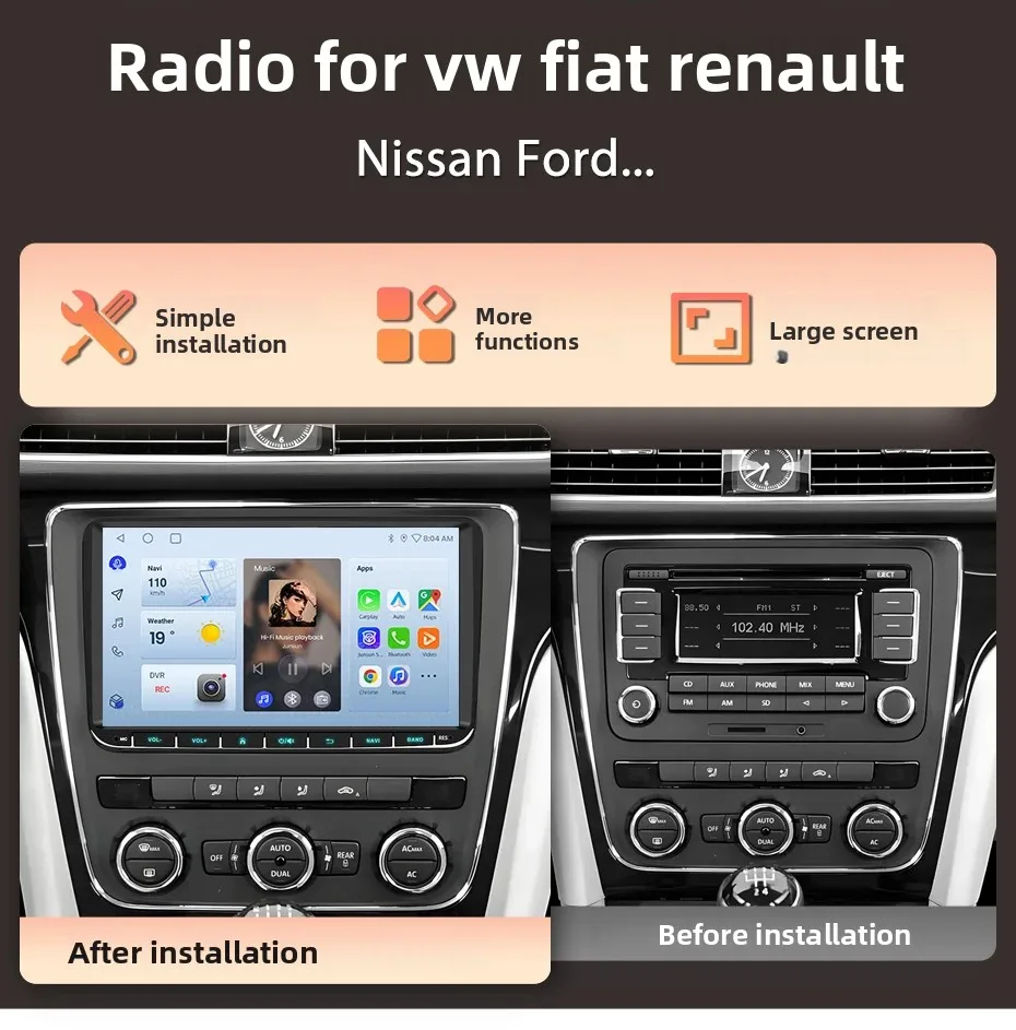 Junsun 7'' 9'' Kabelloses CarPlay Autoradio für VW Passat B6 Skoda Octavia Golf 5 Tiguan Touran POLO Seat 2Din Autoradio RDS D – Detail 7