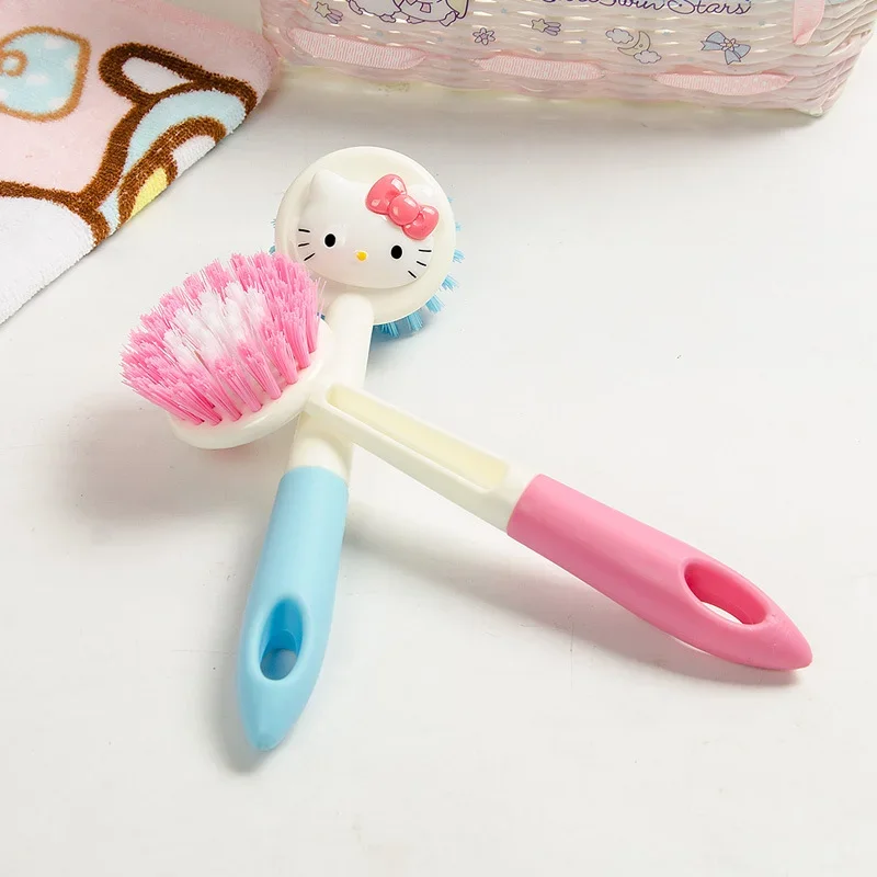 Sanrio Hello Kitty Dishwashing Brush Pot Brush Anime Multifunctional Brush Kitchen Cleaning Tools Cute Long Handle Dish Brushes