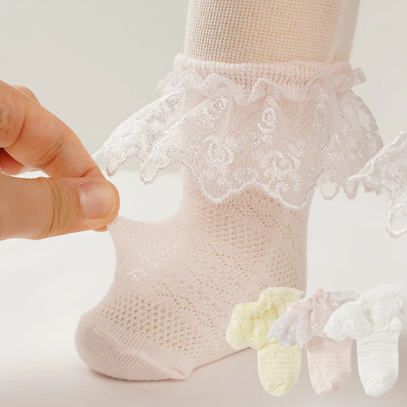 Newborn Baby Girls Lace Breathable Mesh Socks Sweet And Cute Princess Style Soft And Comfortable Skin-Friendly Children Socks