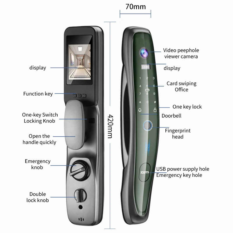 Imagem -06 - Senha Digital Fechaduras Eletrônicas App Desbloqueio de Controle Remoto Impressão Digital Automática Smart Door Lock com Câmera