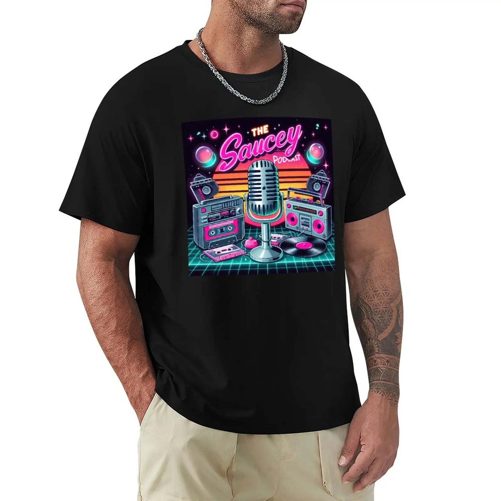 The Saucey Podcast T-Shirt Large Size Short Sleeve T-Shirt