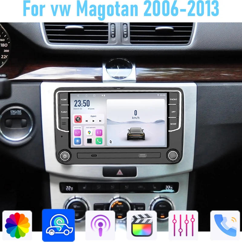 

7'' For VW Passat 2005-2010 GPS Car Stereo Radio Wireless Apple Carplay Android 15 Auto Head Unit Camera WIFI 4-64GB BT Canbus