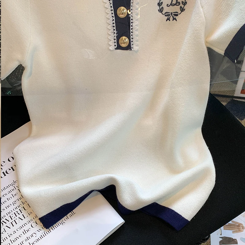 女性用半袖Tシャツ,ルーズでカジュアルなニットのトップス,夏,ファッショナブル,2024