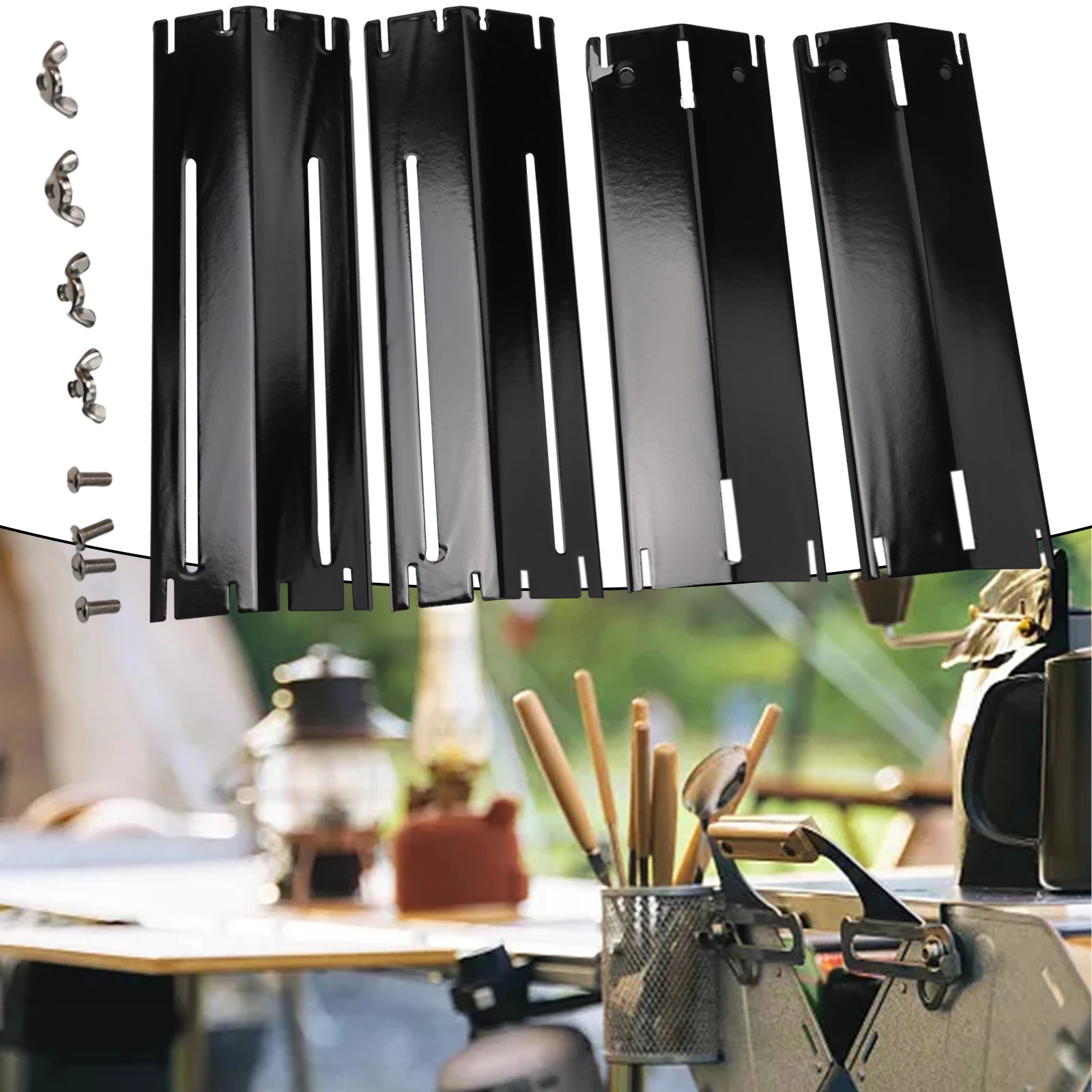 

4Pcs Adjustable Stainless Steel Heat Plate Replacement for Gas Grills Length Adjustable from 11 75 to 21 Inches