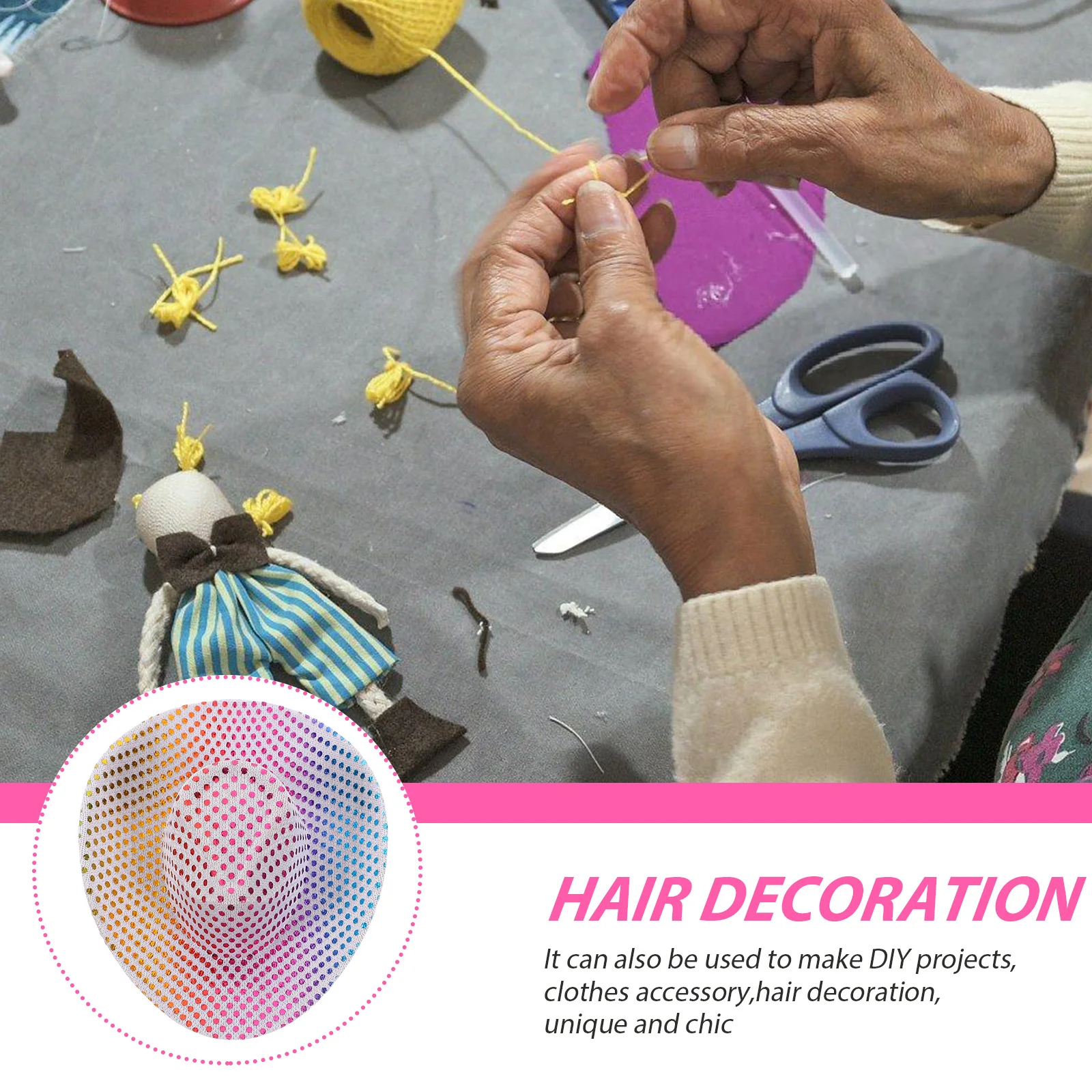 6Pcs Bottle Caps Mini Disco Hats for Drinks Shiny Party Decorations Replaceable Tiny Hat Ornaments for DIY Craft Projects