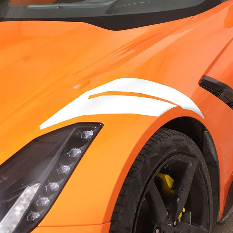 

2Pcs PVC For Chevrolet Corvette C7 2014-2019 car headlight decorative stickers exterior molding modification accessories