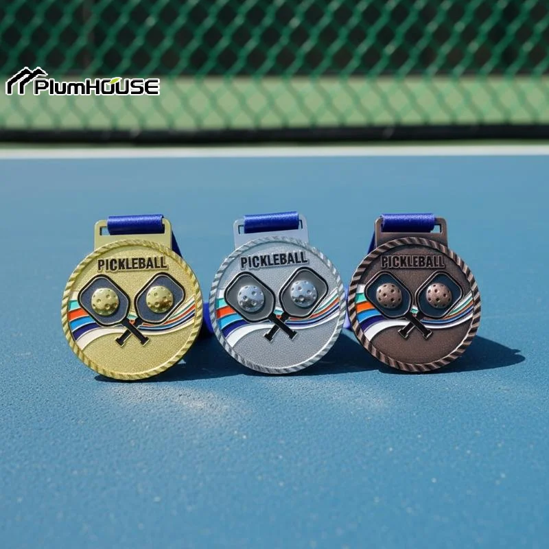 Pickleball Sports Medal Gold Silver Bronze Award Medal Enamel Painted Commemorative Prize For Tournament Competition Game Rewar