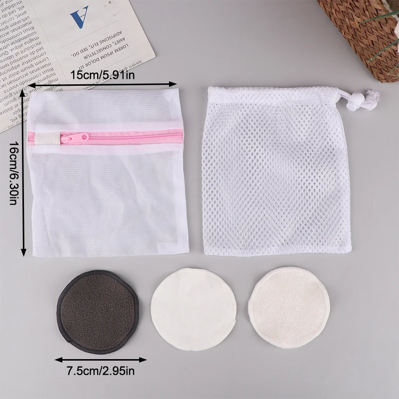 Reusable Bamboo Fiber Makeup Remover Pads 5 ชิ้น/แพ็คล้างทําความสะอาดได้รอบทําความสะอาดผิวหน้าผ้าฝ้าย Make Up Removal Pads เครื่องมือ