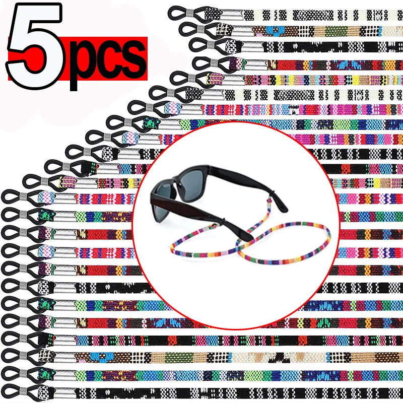 

5pcs Eyewear Glass Necklace Reading Glasses Chain String Holder Neck Cord Colorful Cotton Blend Sunglasses Strap Eyeglass Chain