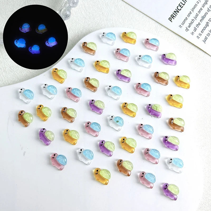 

10PCS Luminous Cartoon Nail Accessories Sea Turtles Marine CreaturesResin DIY Nail Decoration Manicure Articles