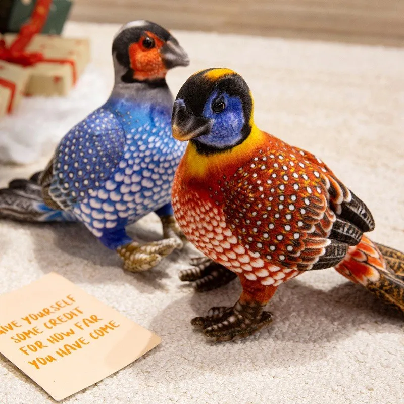 20cm Cute Lifelike Pearl Chicken Printed Animals Delicate Toy Pet Bird Bright Colour Plush Doll Zoo Souvenir Party Photo Props