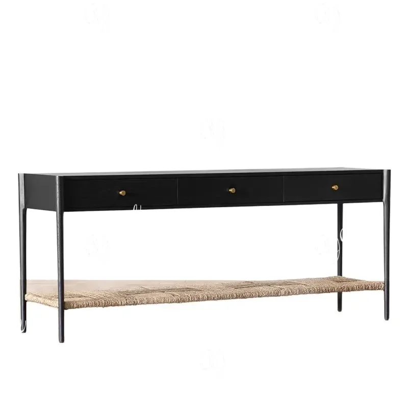 J American Retro Solid Wood Entrance Table, Sofa Backrest Side Table, Entrance Foyer, Case Corridor Partition Decorative Ornamen