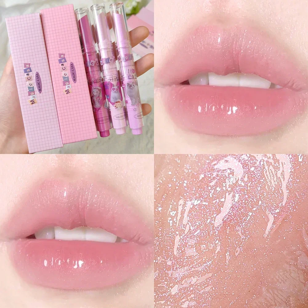 Heart Shape Jelly Lip Gloss Long Lasting Moisturizing Waterproof Non-stick Cup Mirror Lipstick Pencil Lips Makeup Women Cosmetic