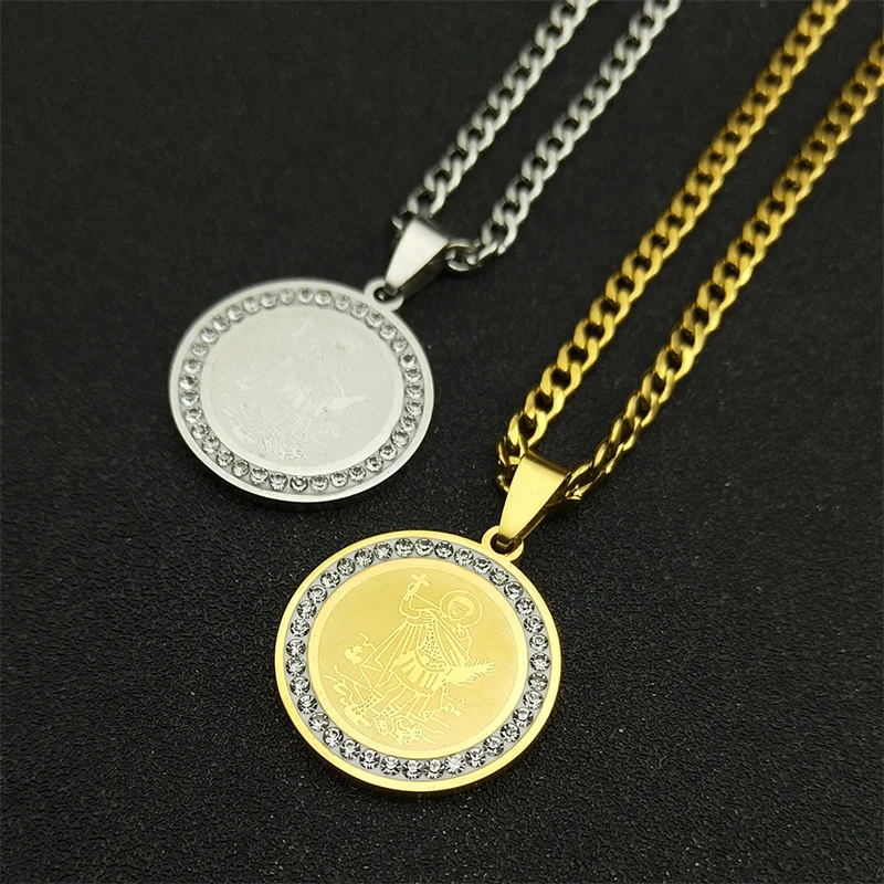 Bunte Erzengel st. beschleunigen Heilige Medaille Halskette Frauen Männer Edelstahl Gold Farbe Kette Halsketten Schmuck San Benito
