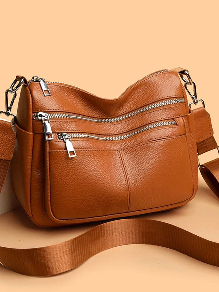 

Faionable Multi-Layer Women's Crossbody Bag Top Layer Cowhide Soft Leather Single oulder Bag Casual Simple Sle for Midd...