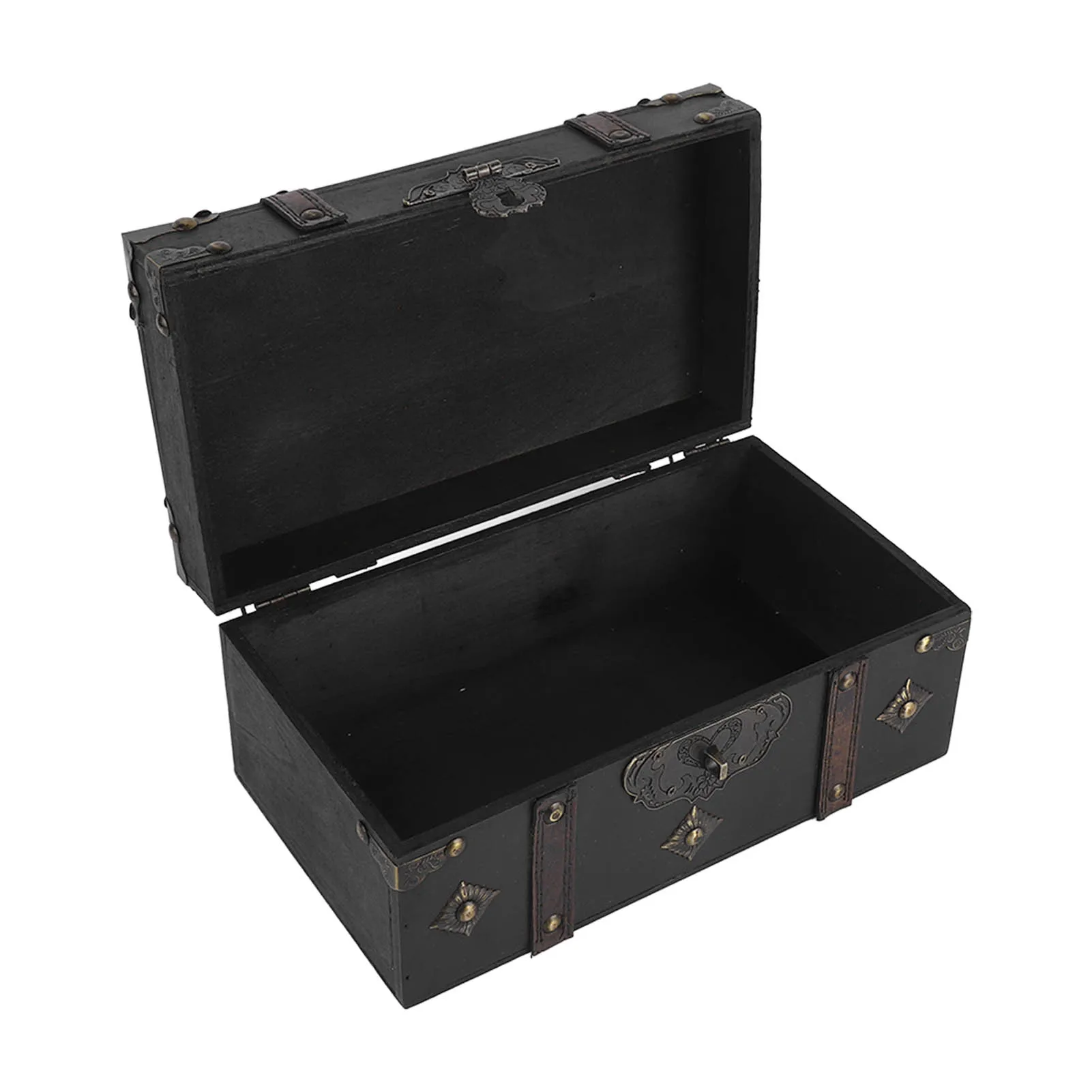 Retro Wooden Storage Box Vintage Treasure Chest Multifunctional Decorative Jewellery Storage Box for Storing Trinkets Photos