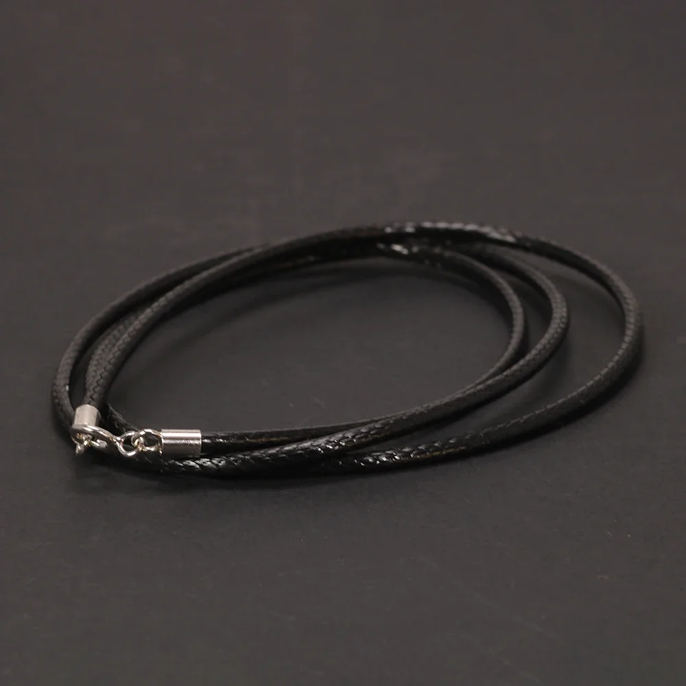 

2mm 40-60cm Black Leather Braided Cord Women's Men's Chocker Necklace 925 Silver Clasp Korean Trendy Jewelry Accessories