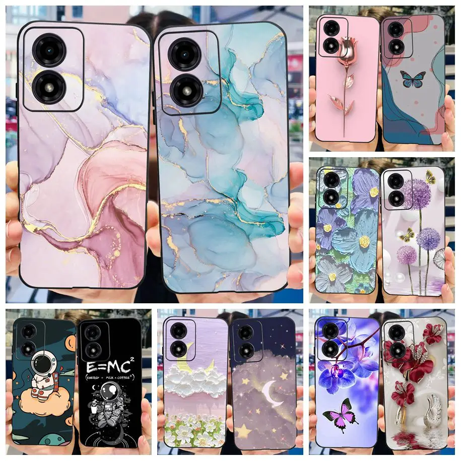 For Motorola Moto G04 Case XT2421-2 Silicone Cover Fashion Marble Butterfly Soft Slim Funda For Motorola Moto G04S E14 G 04 Capa