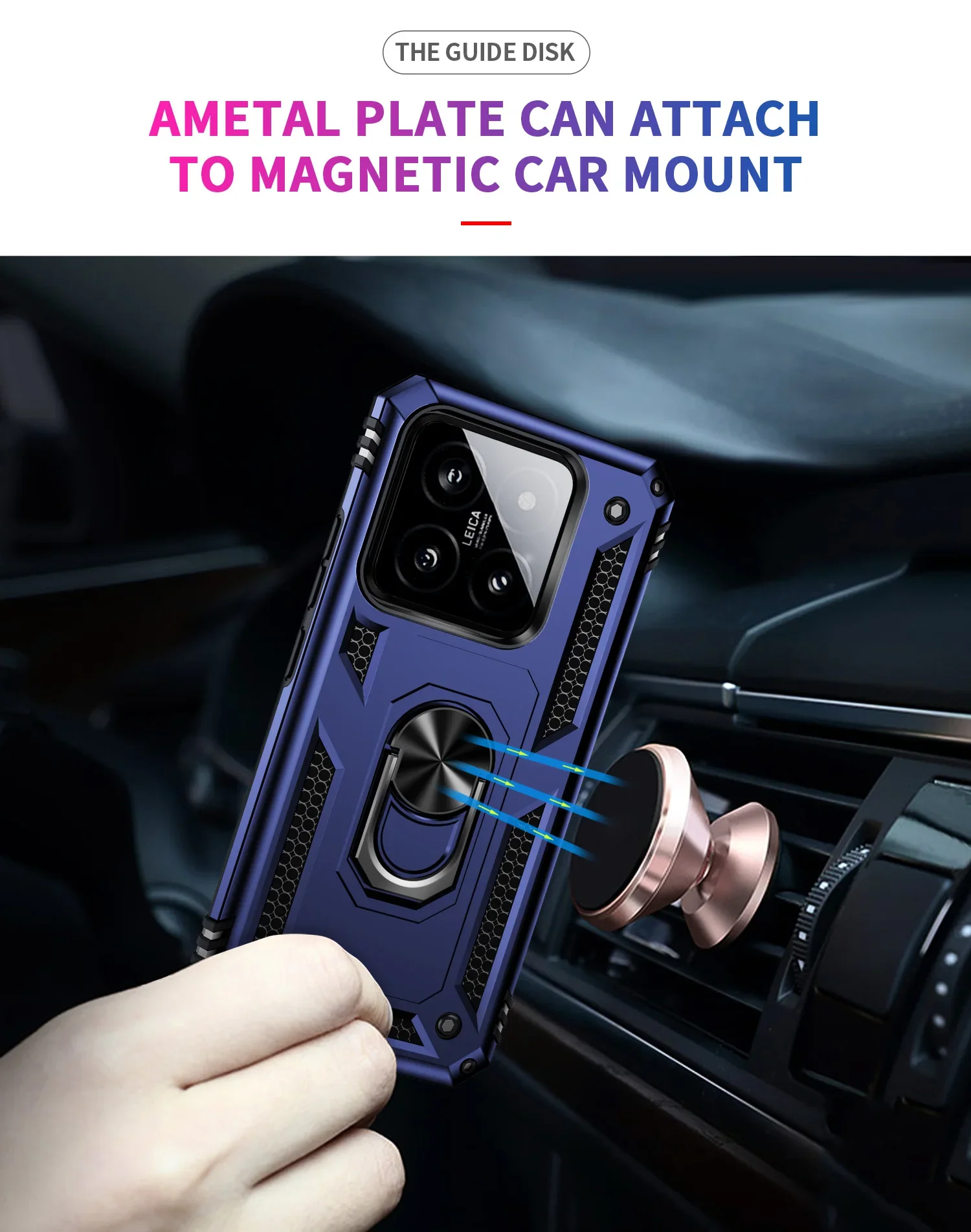 

For XiaoMi 13T 14 15 Pro 12 Lite 12x 11 Ultra Phone Case Protect Armor Military Shockproof Magnetic Car Holder Ring Cover Cases