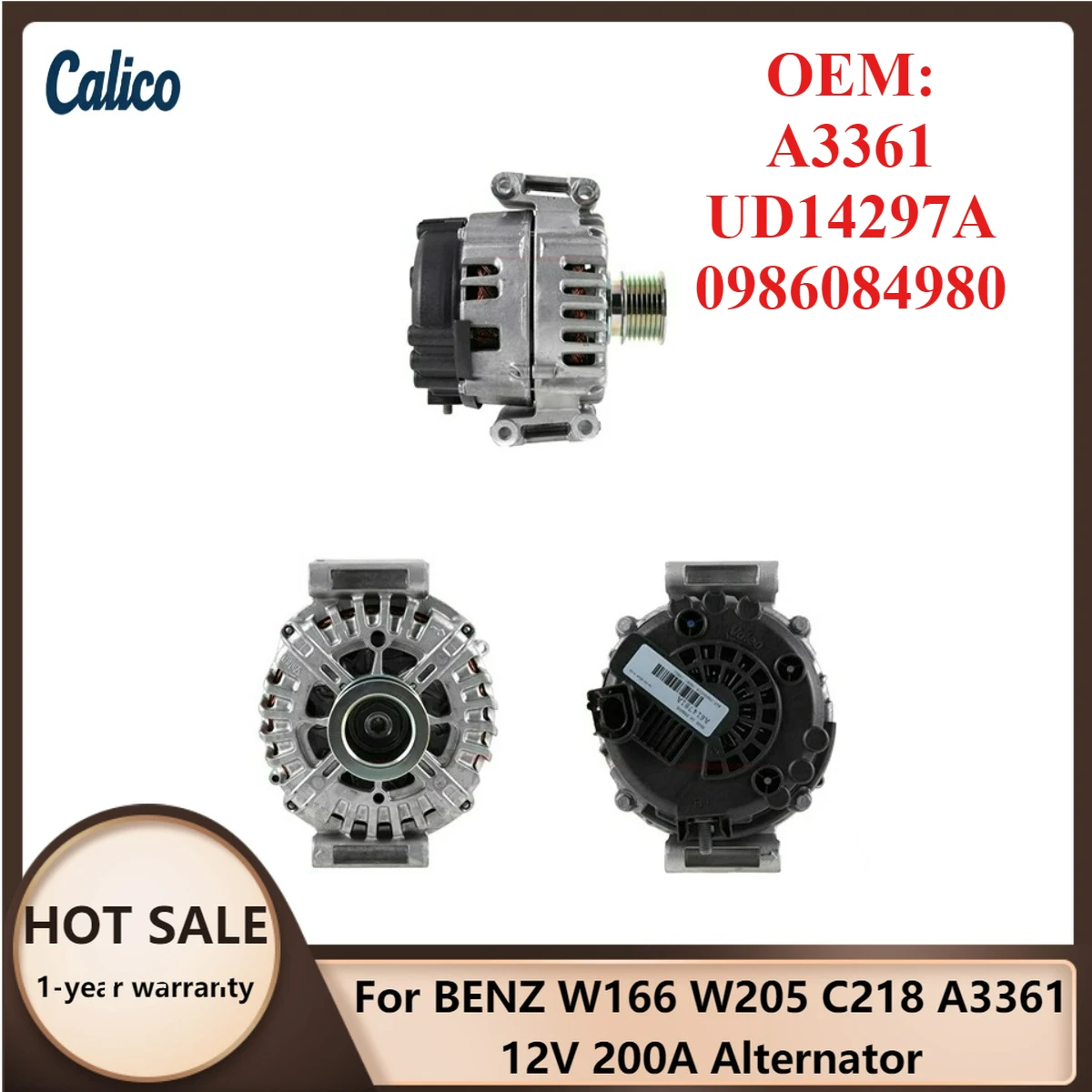 

The Ultimate Details Are Suitable for BENZ W166 W205 C218 A3361 12V 200A Alternator UD14297A 0986084980
