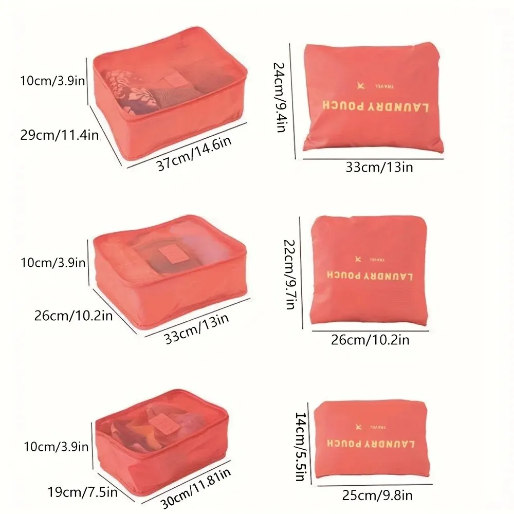 여행 수하물 포장 큐브, 여행 가방, 의류 보관 가방, 접이식 정리함 신발 속옷 파우치, 6 개