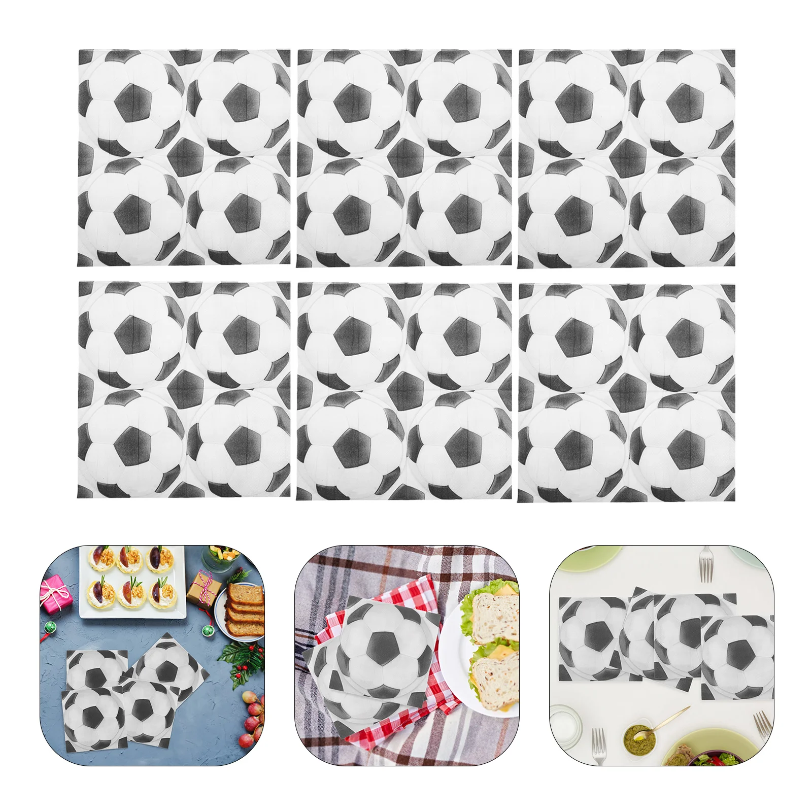 Guardanapos impressos de futebol, 20 peças, design vibratório de bola de futebol, alta absorção, uso de festa, papel grosso descartável para esportes temáticos