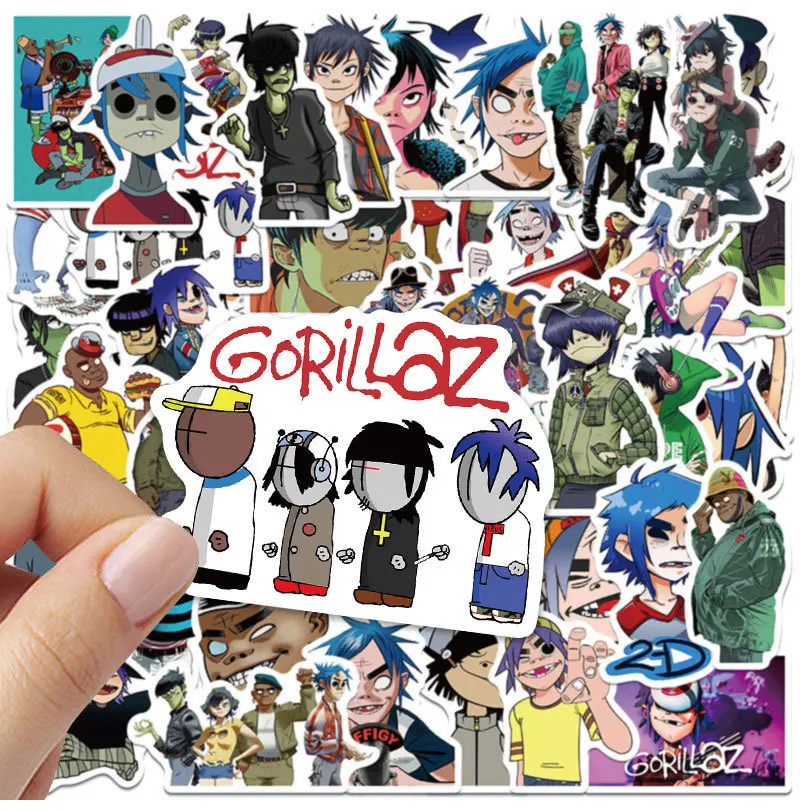 Gorillaz-Moda Graffiti Adesivos, Banda De Música, Skate, Guitarra, Mala, Congelador, Motocicleta, Brinquedo Clássico, Presente, 50Pcs