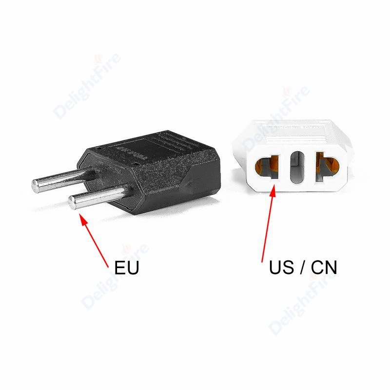 Adaptateur de prise EU KR, convertisseur de puissance, prise secteur, prise électrique, États-Unis vers UE, Europe, Russie, Corée, 2 broches, voyage dans les cavernes