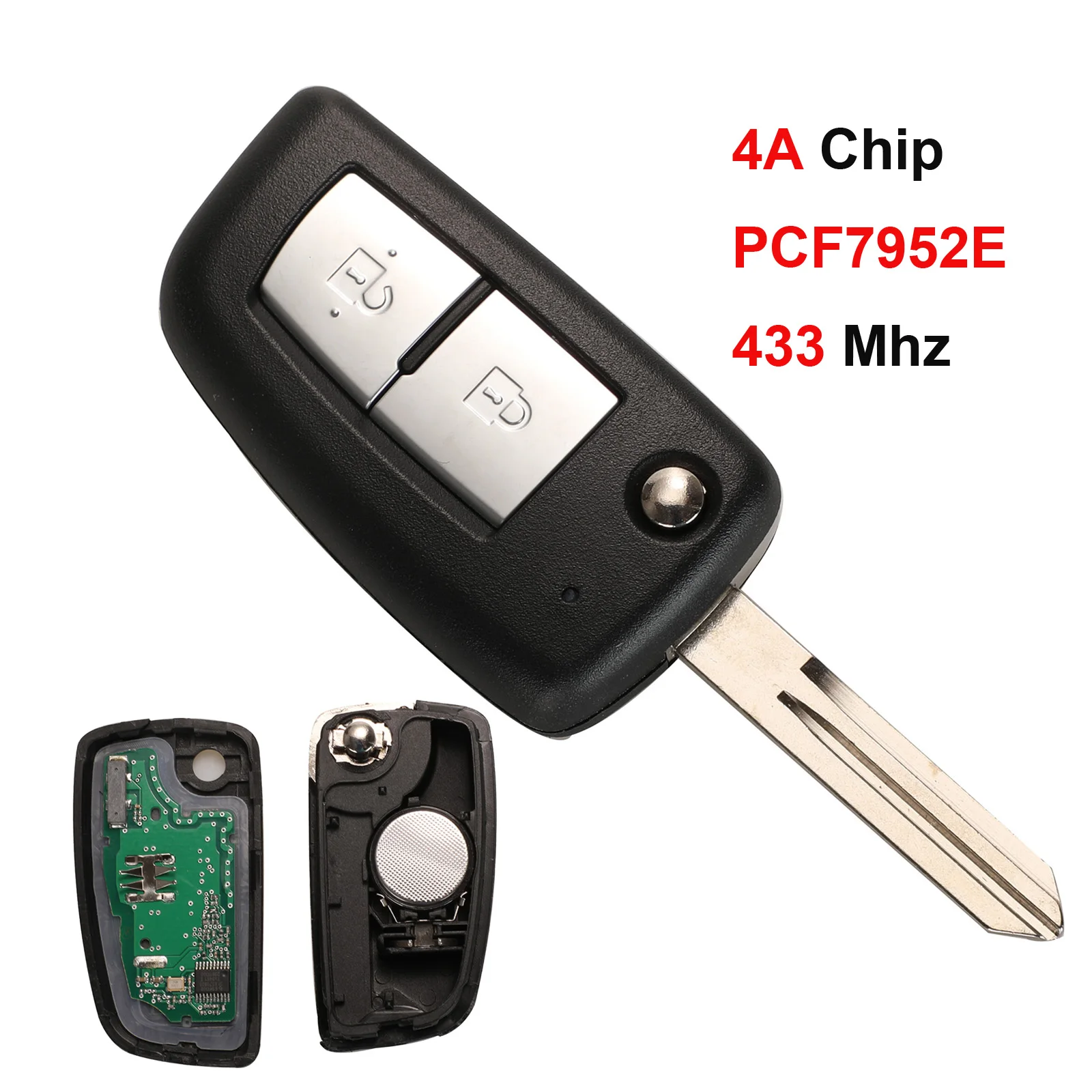 Jingyuqin 2/3 btn A Distanza di Vibrazione di Chiave Dell\'automobile 4A Chip di 434MHz Per Nissan Qashqai Rogue PCF7952E Originale Telecomando