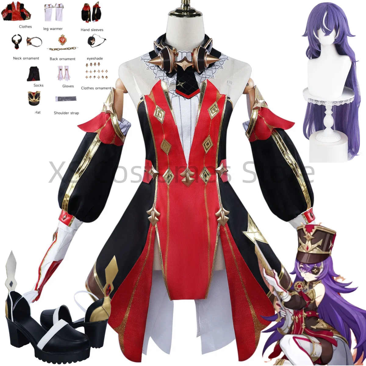 

Anime Chevreuse Cosplay Costume Wig Prop Accessories Shoes Upscale Sexy Uniform Set