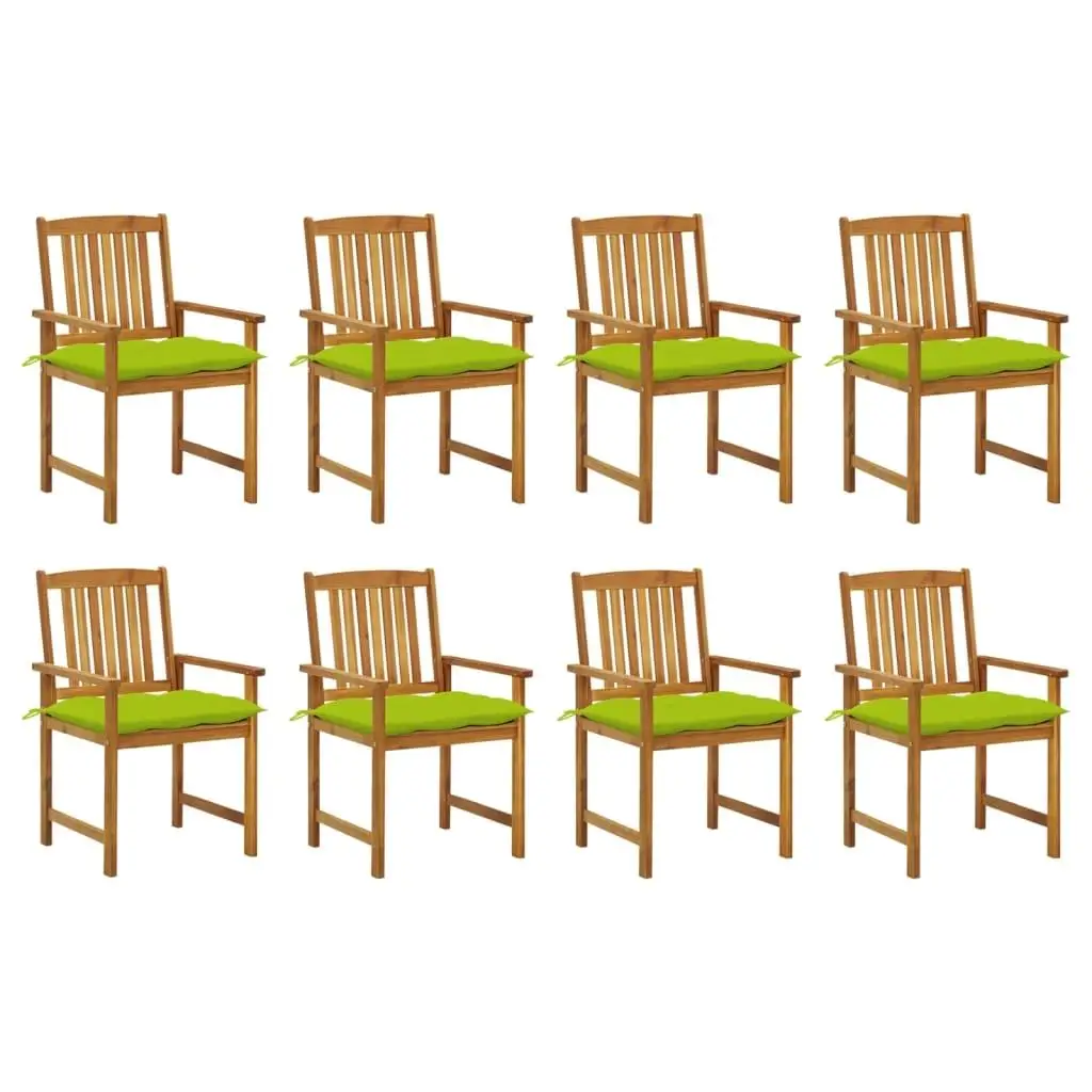 8-Piece Solid Acacia Wood Patio Chairs Set with Cushions for Comfort