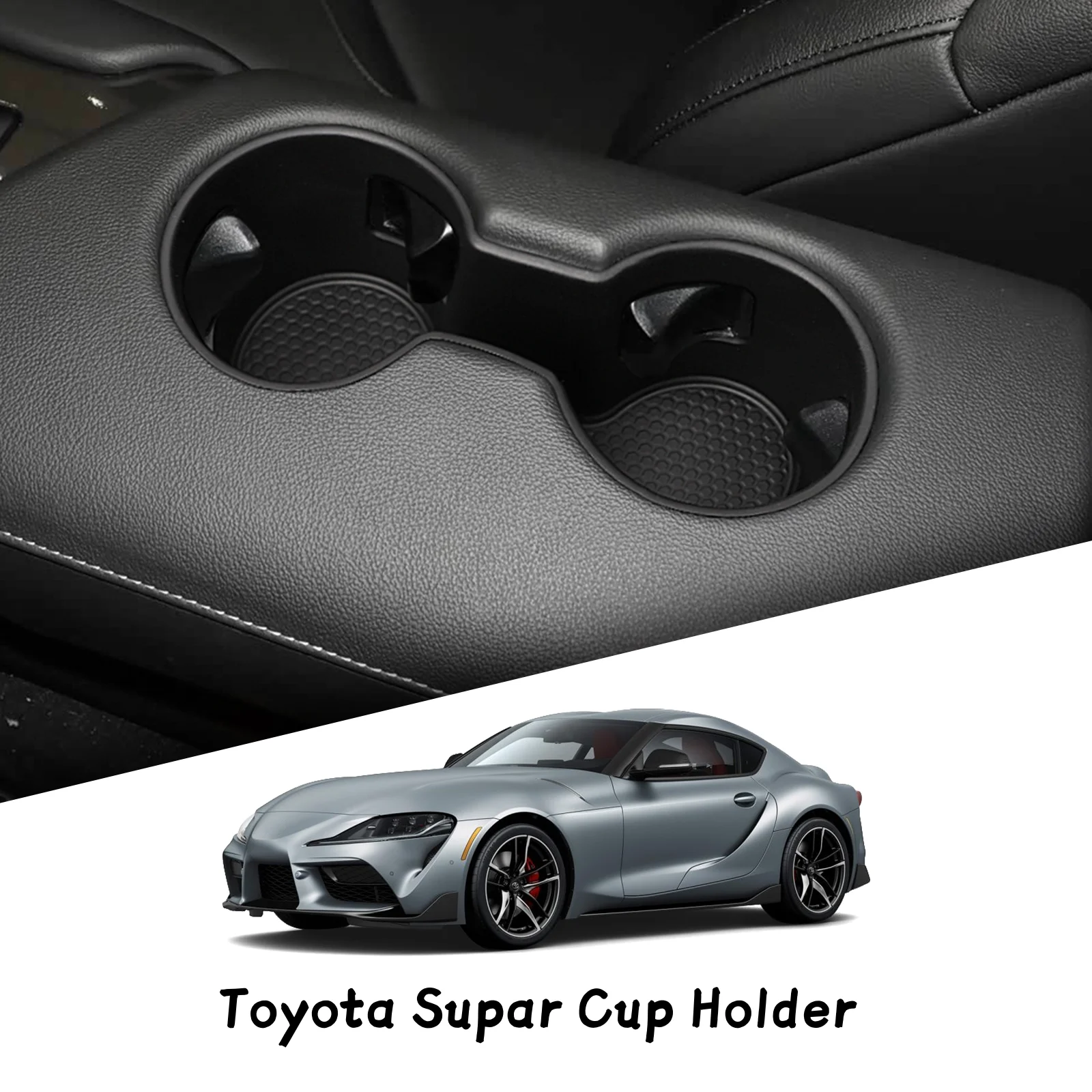 

for Toyota Supra 2018-2025 TPE Water Cup Holder Drink Storage Box Tray Organizer Car Interior Accessories Black