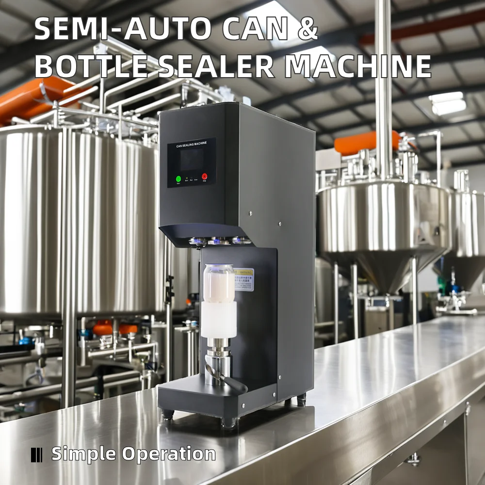 Electrically Driven Semi-Auto PET Bottle Can Sealer Pop Can & Tin Jar Sealing Machine for Beverage Cup Packaging