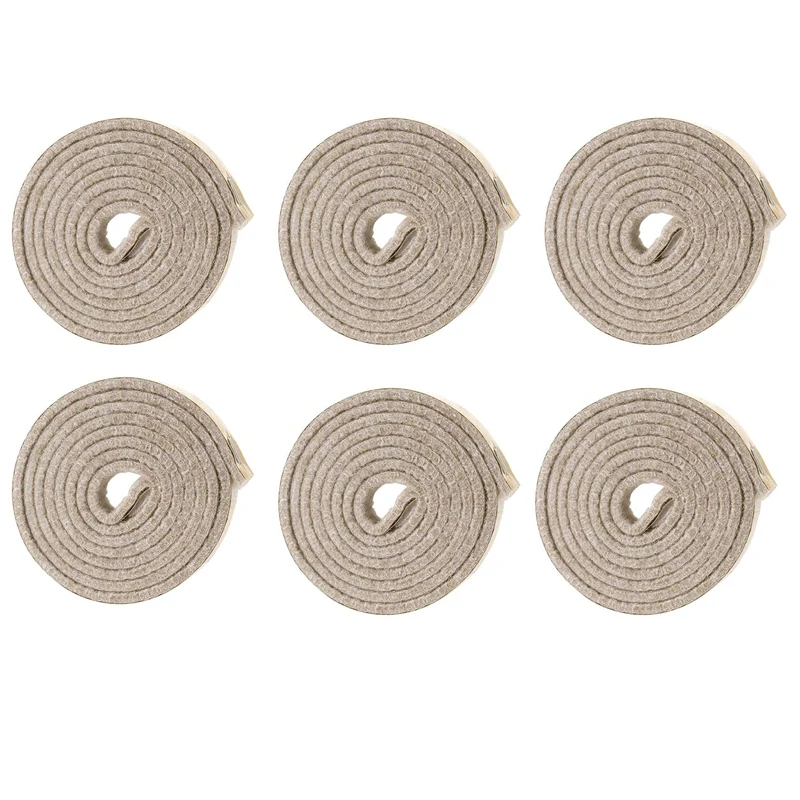 Rolo de tira de feltro resistente autoadesivo A01F-6X para superfícies duras (1/2 polegadas x 60 polegadas), branco cremoso