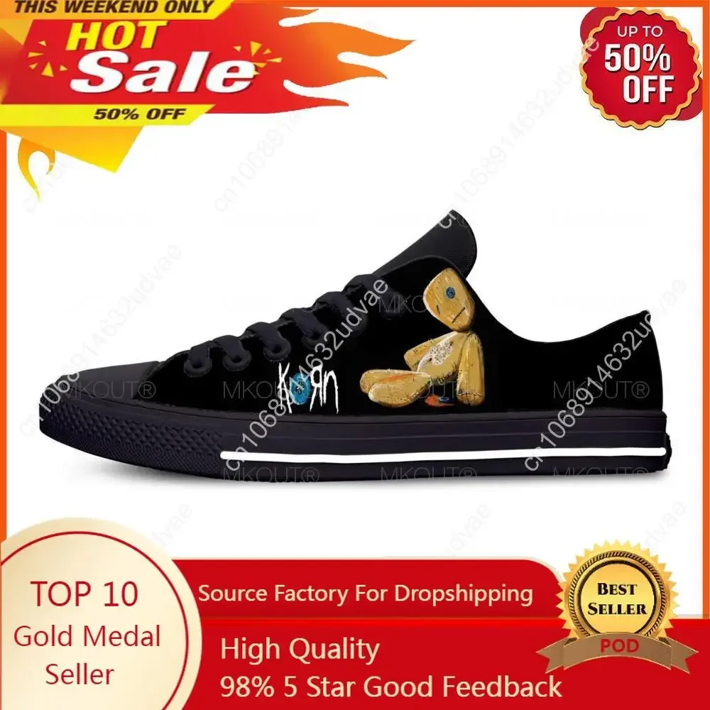 Korn Rock Band Low Top Sneakers Mens Womens Teenager Casual Shoes Running Shoes 3D Printed Breathable Lightweight shoe