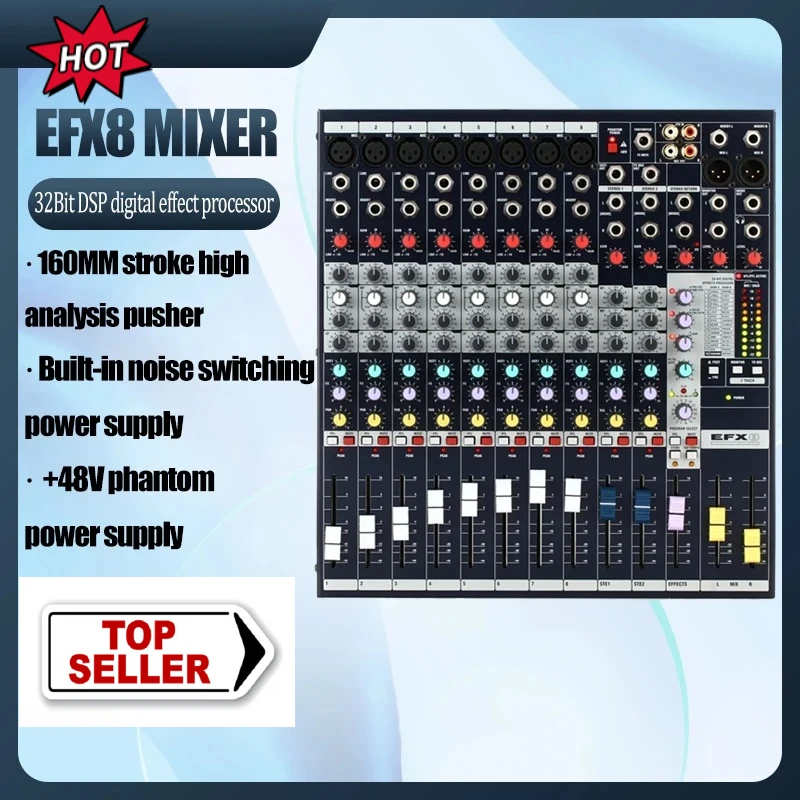 8-12-16 Channel Sound Board Console Desk System 48V Phantom Power Audio Mixing Console DJ Studio FX 32 Bit DSP Processor Mixer