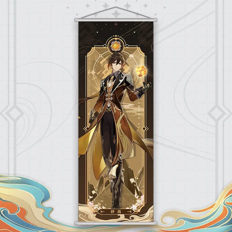 Xiao Yelan Kazuha Hutao Genshin Impact Scroll Canvas Wall Hanging Painting Home Decor Anime Poster Wall Art Room Decoration